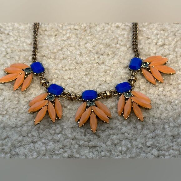 J crew statement necklace orange and blue - Picture 2 of 3
